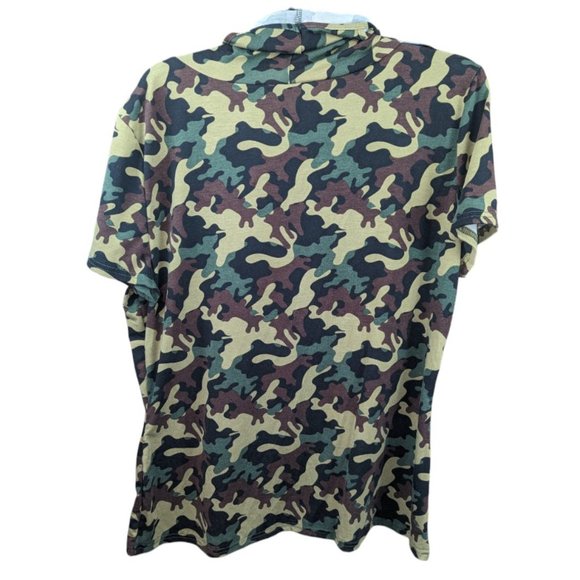 Women's XXL New York & Co Camouflage Blouse w Built-In Face Mask/Turtle Neck Top - Picture 4 of 8